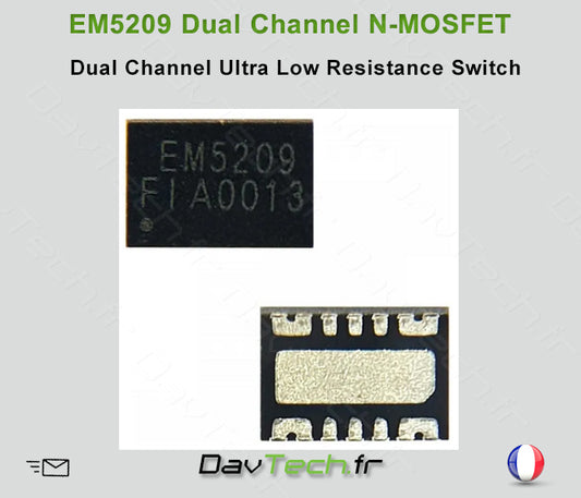 EM5209 Dual Channel, Ultra-Low Resistance Load Switch N-MOSFET