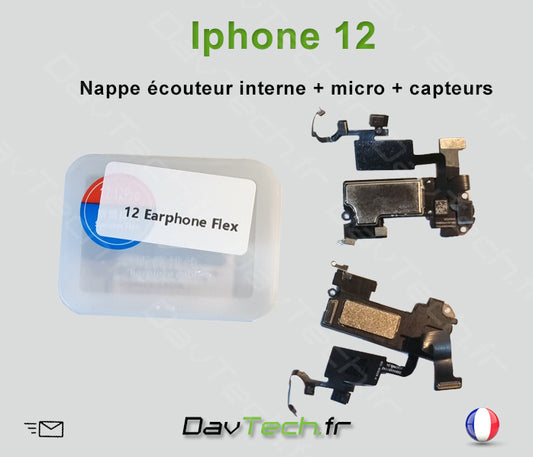 Écouteur interne iPhone 12 + Micro + capteurs lumière proximité -Transfert possible