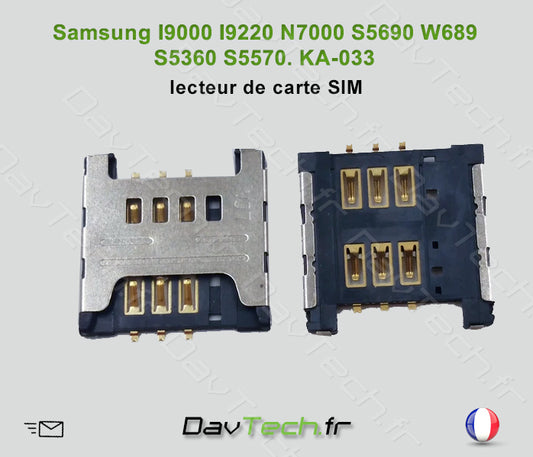 Lecteur SIM SAMSUNG I9000 I9220 N7000 S5690 W689 S5360 S5570 KA